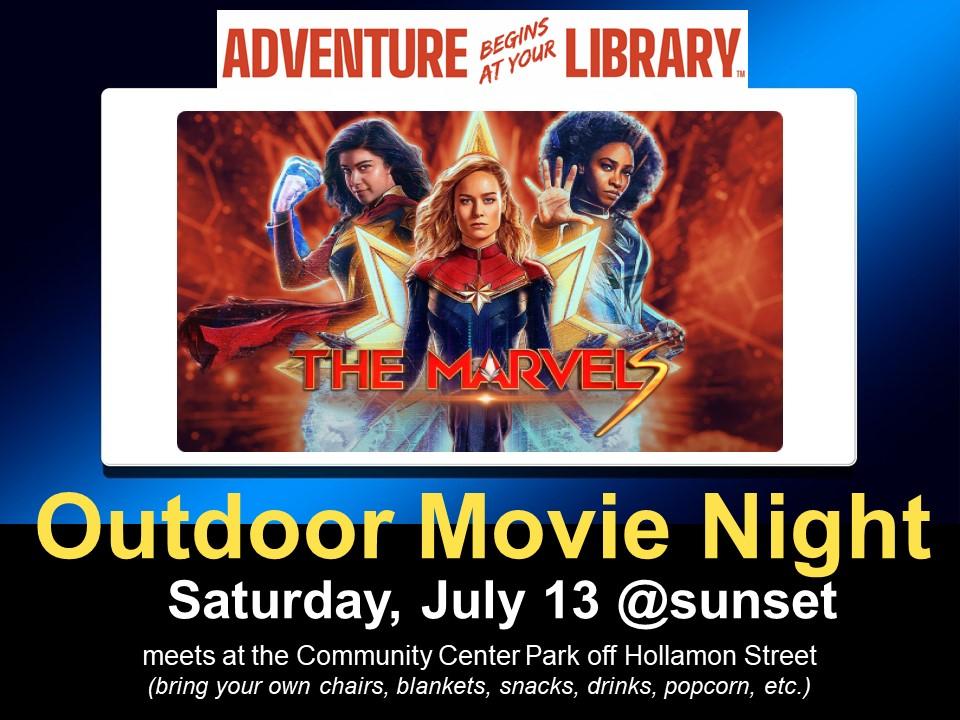 Outdoor movie night - The Marvels film poster