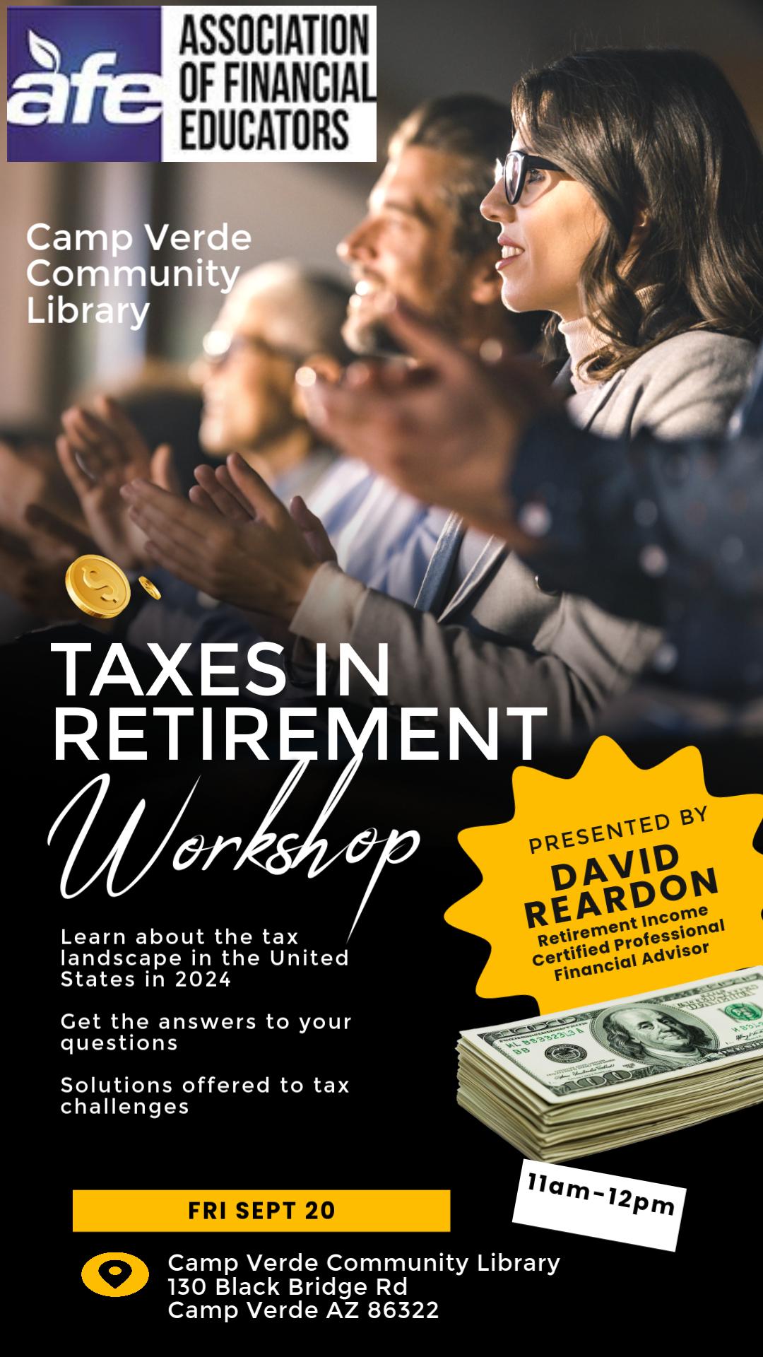 Financial workshop flyer- taxes in retirement