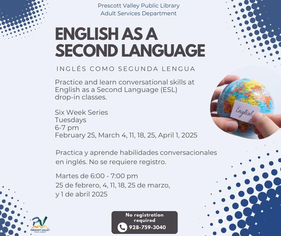 event poster with picture of a globe with the word English on a piece of paper