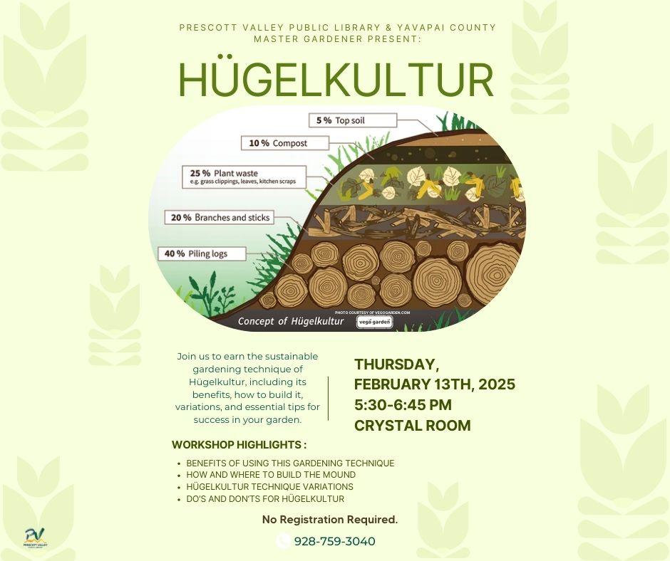 event poster with a diagram of how to Hügelkultur