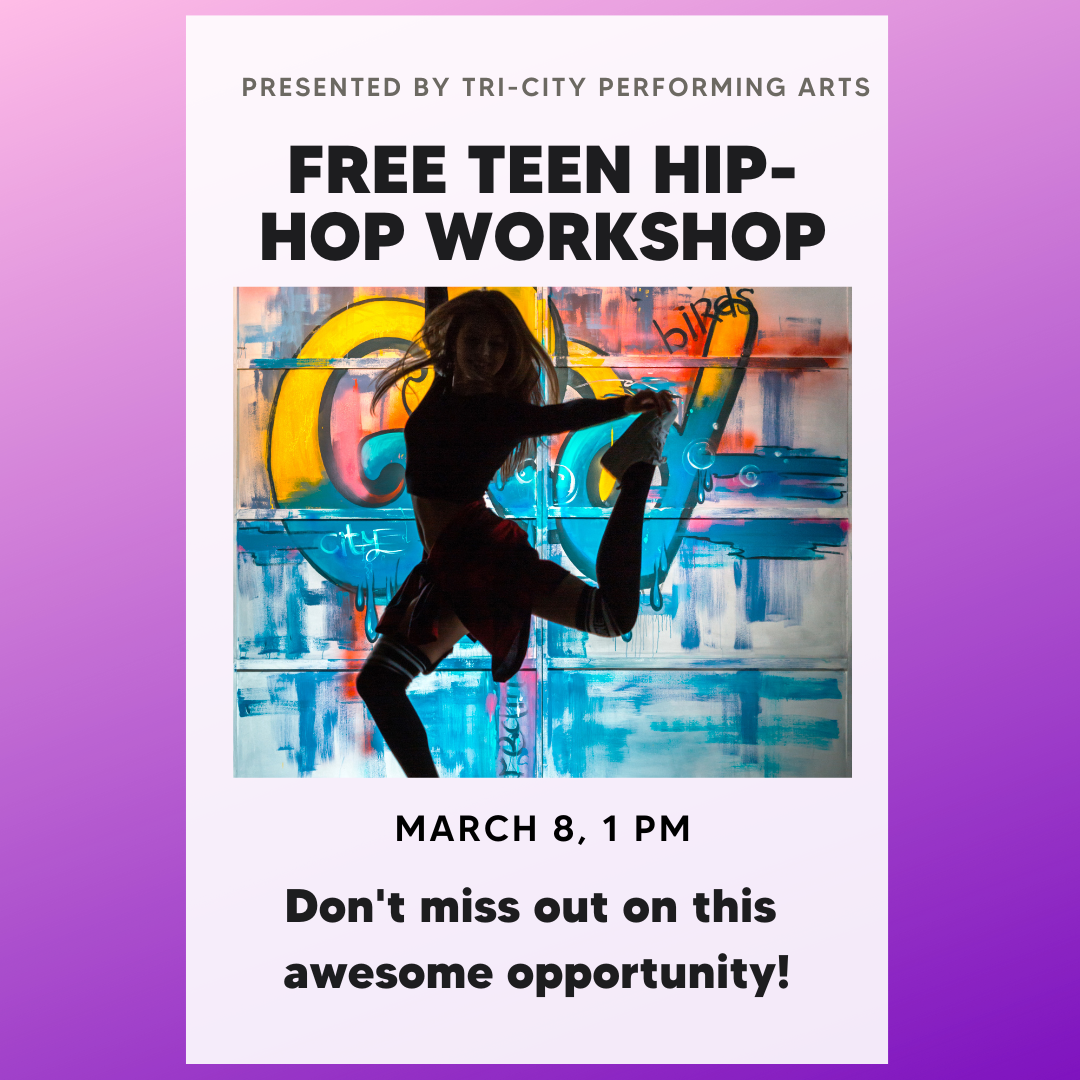 Hip Hop Dance Workshop poster with image of girl dancing Hip Hop.