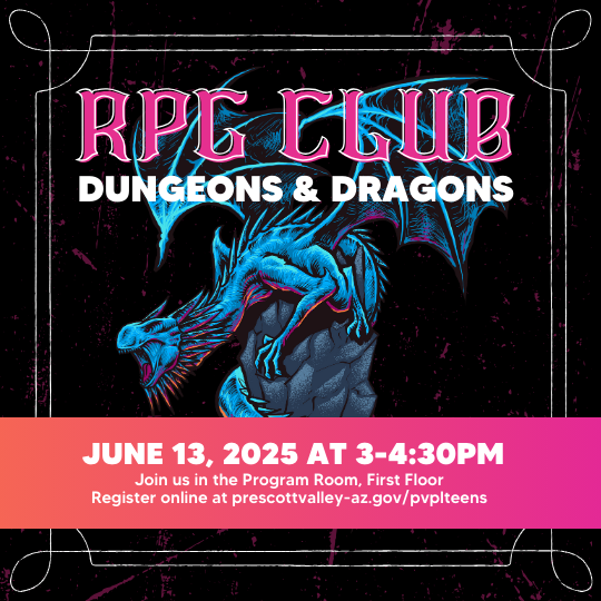 RPG Club poster with an image of a dragon.