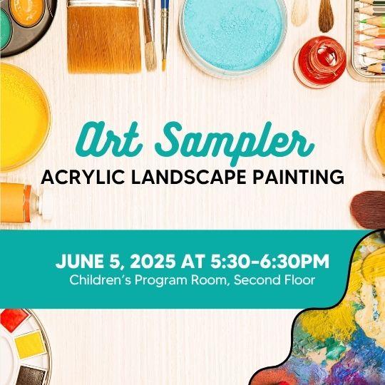 event poster with paint and brush pictures