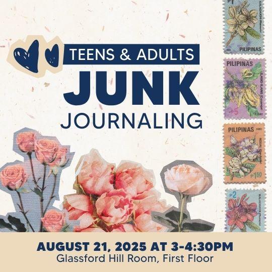 event poster with fussy cuts and stamps