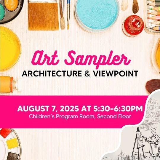 event poster with pictues of pain and pencils