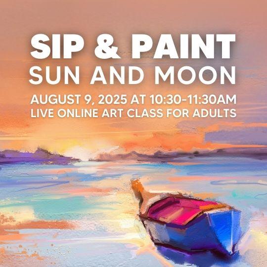 event poster with a boat in water in acrylic paint style