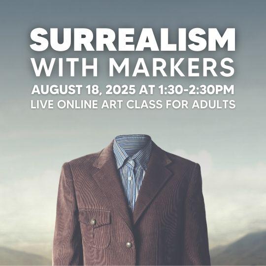 event poster with a suit figure with no head 