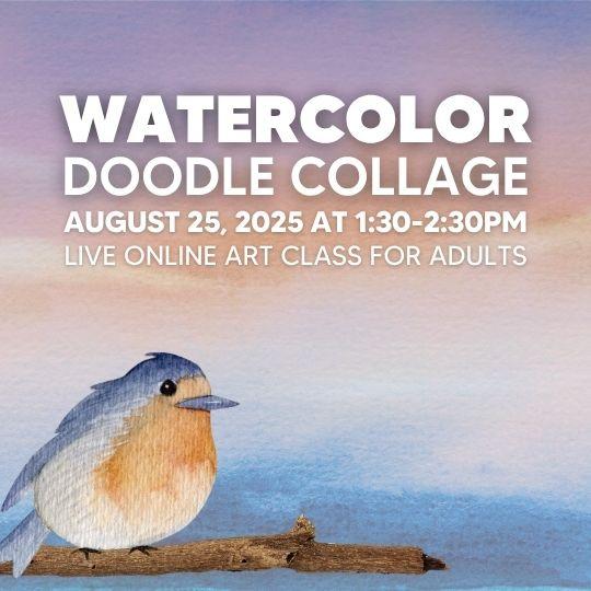 event poster with watercolor bird on a branch