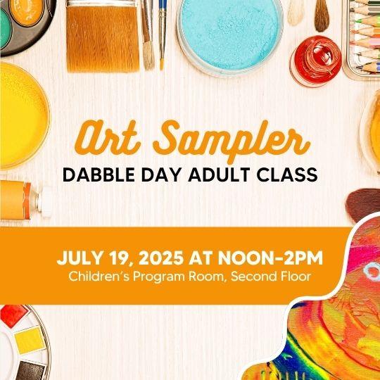 event poster with paint and paint brushes