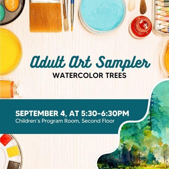 event poster with paint and brushes 