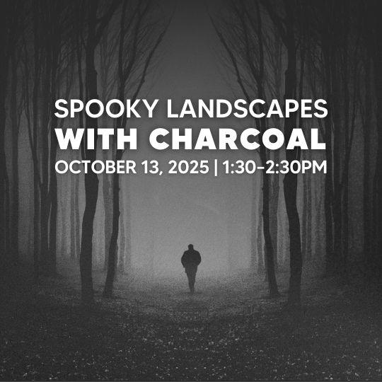 event poster with trees and figure of a person