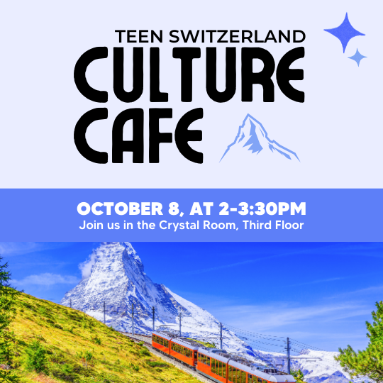 Teen Culture Cafe: Switzerland with a photo of a train in Switzerland.
