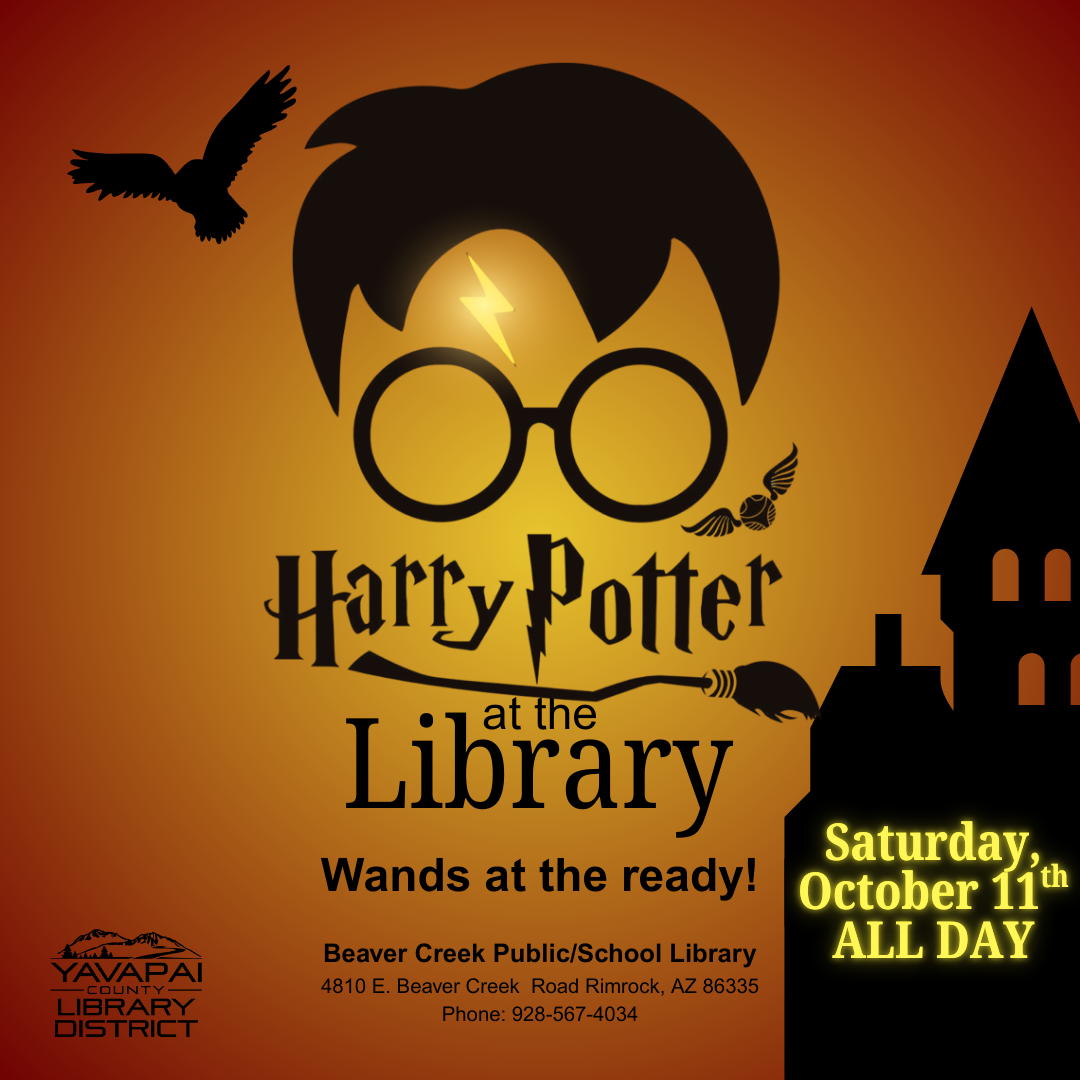 Harry Potter at the Library! Saturday, October 11th ALL DAY!