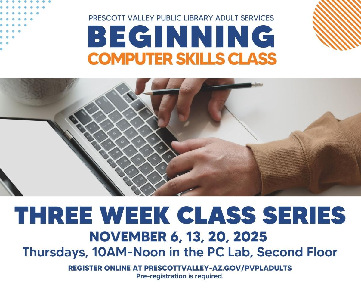 event poster with laptop open