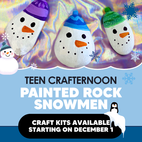 Painted Rock Snowmen Poster with photo of the craft