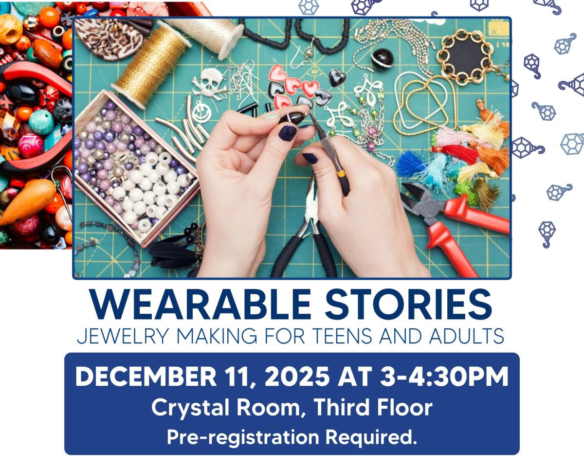event poster with person making jewelry