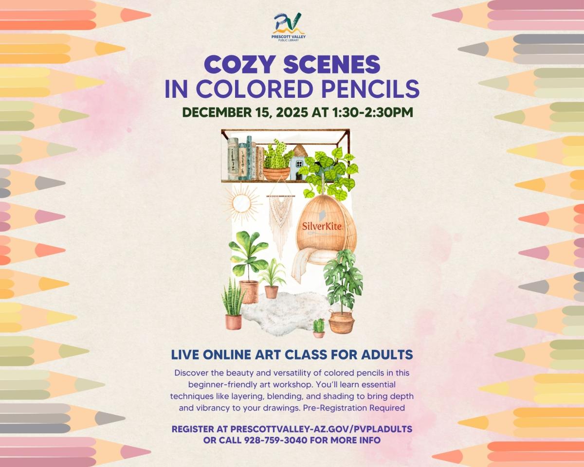 event poster with colored pencil cozy scene