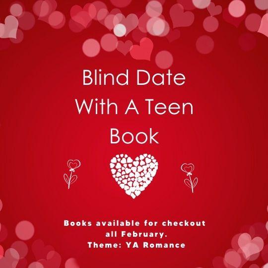 Red and white Blind Date with a Book flyer.