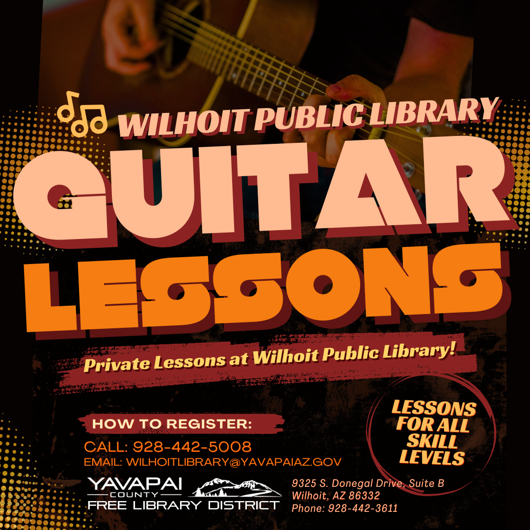 Music notes surrounding guitar