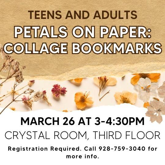 Petals on Paper: Collage Bookmarks Flyer