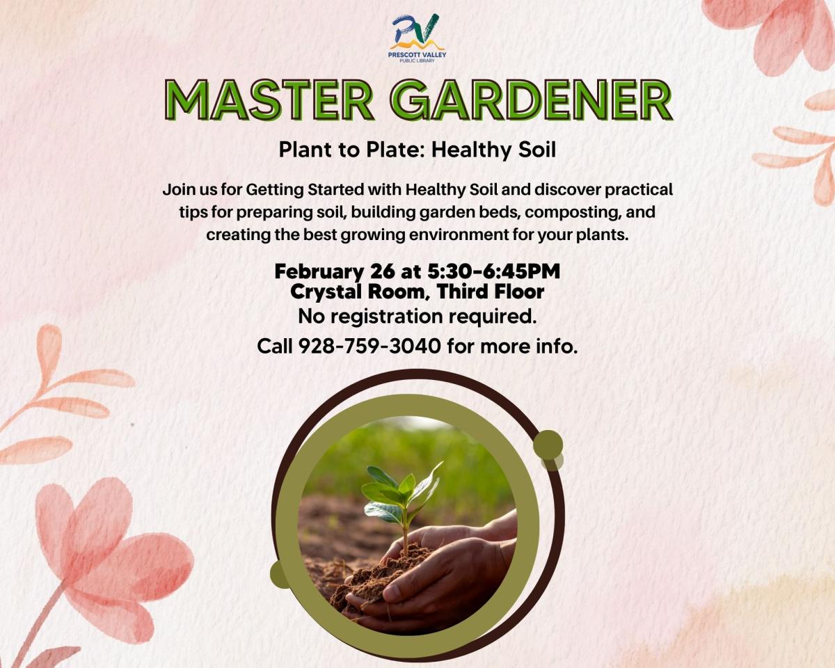 event poster with a picture of a seedling in soil