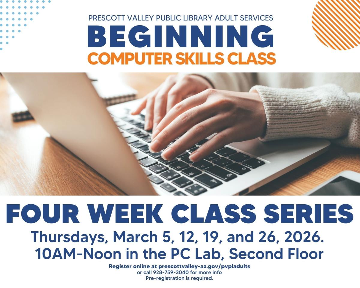 event poster with laptop open