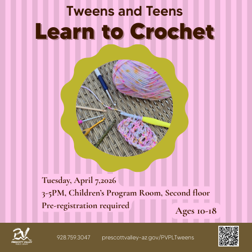 Pink and Brown Tweens and Teens Learn to Crochet Flyer
