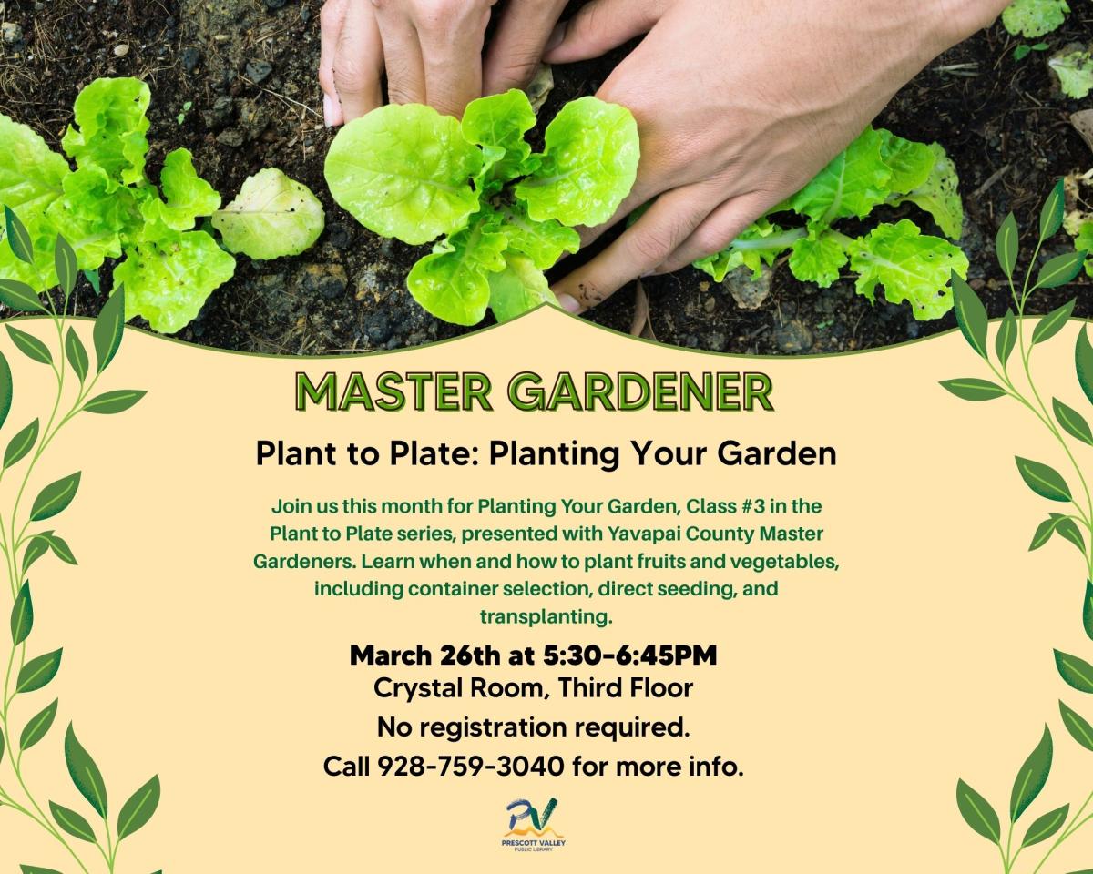 event poster with hands planting a seedling