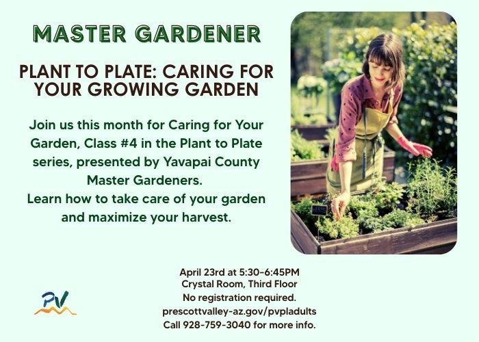 event poster with photo of a woman gardening