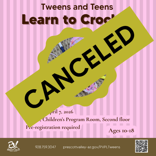 Graphic with the words Canceled covering the program title and info. 