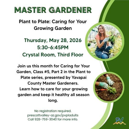 event poster with lady planting and hands in soil with a garden tool